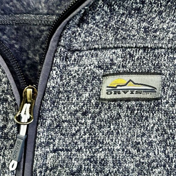 Orvis Blue Fleece Knit Vest Men's Size XL Full Zip, Zip Pockets - Picture 2 of 7